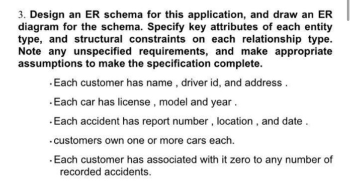 Solved 3. Design an ER schema for this application, and draw | Chegg.com
