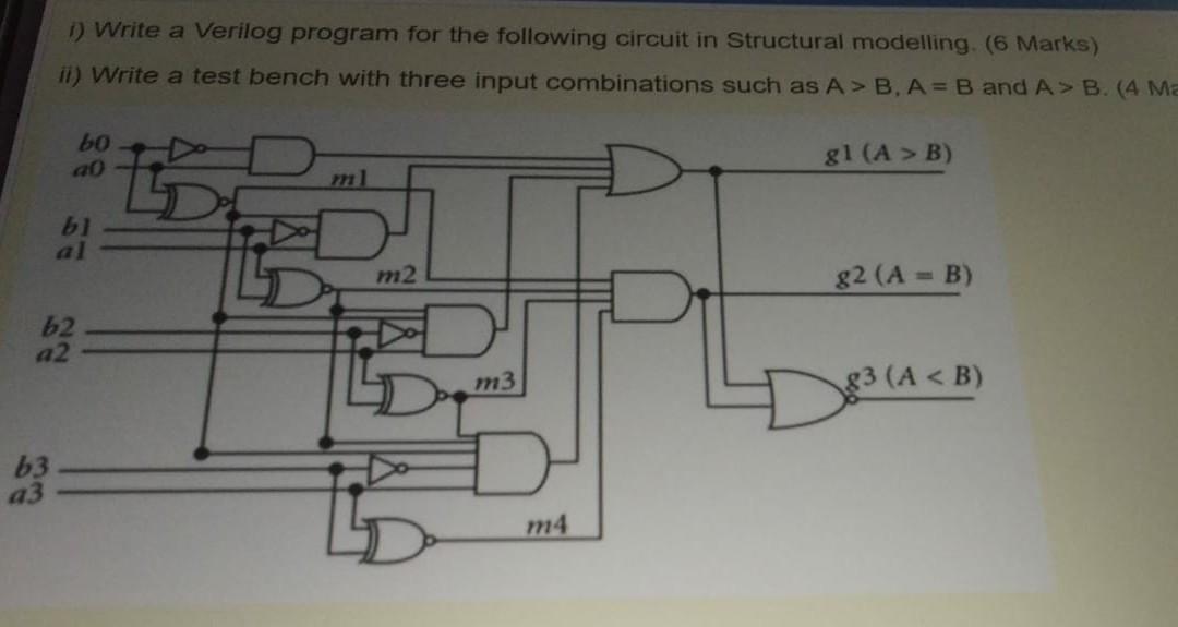 Solved 1) Write a Verilog program for the following circuit | Chegg.com