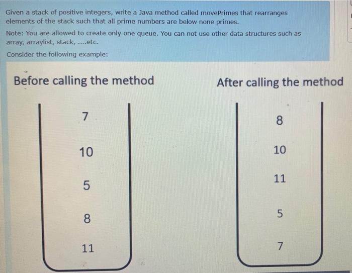 Solved Given a stack of positive integers, write a Java | Chegg.com