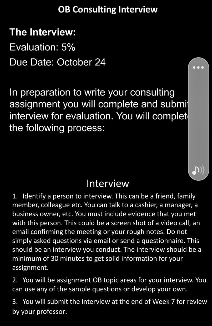 Solved OB Consulting Interview The Interview Evaluation 5
