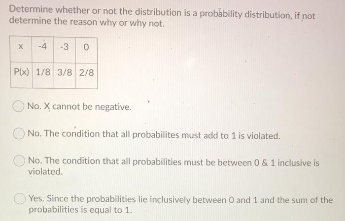 Solved Determine whether or not the distribution is a | Chegg.com
