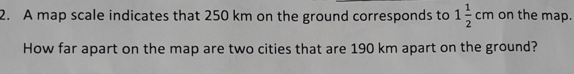 Solved A map scale indicates that 250 km on the ground | Chegg.com