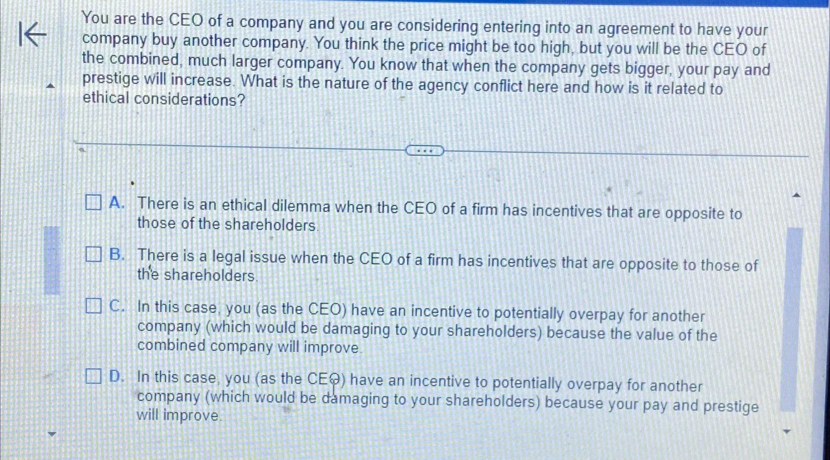 Solved You are the CEO of a company and you are considering | Chegg.com