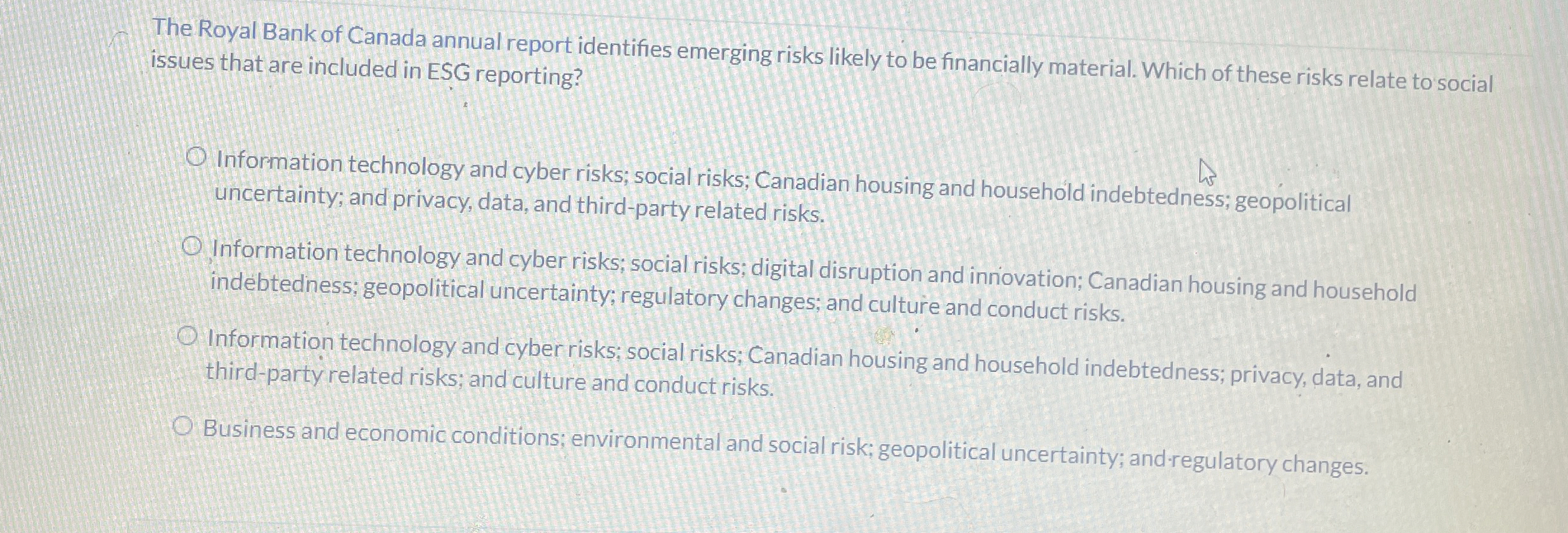 Solved The Royal Bank of Canada annual report identifies | Chegg.com