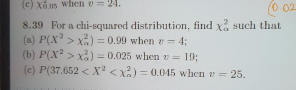 8.39 ﻿For a chi-squared distribution, find χα2 ﻿such | Chegg.com