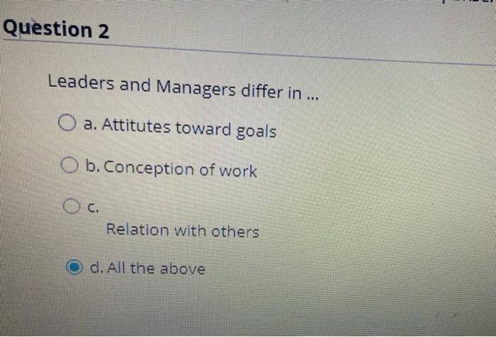 Solved Question 1 Leaders: A. Produces Changes In The | Chegg.com