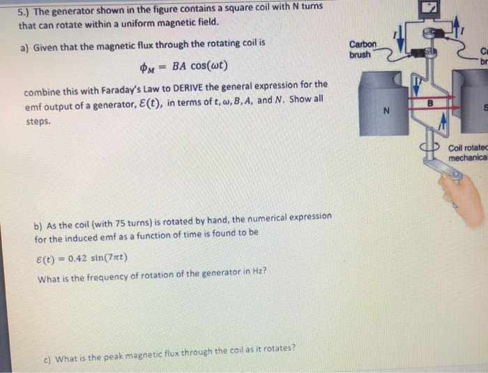 Solved 5.) The generator shown in the figure contains a | Chegg.com