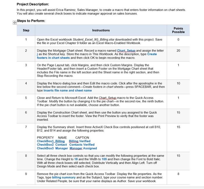 0 2 3 1 Excel 9g Billing Project Description In T Chegg Com