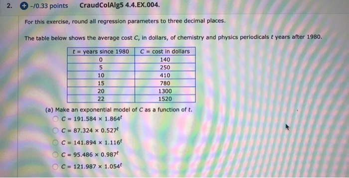 Solved 2 10 33 Points Craudcolalg5 4 4 Ex 004 For This Chegg Com