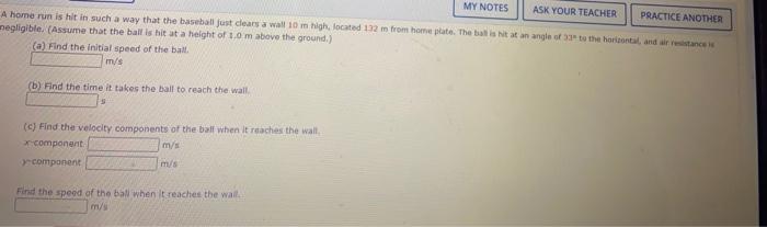 Solved MY NOTES ASK YOUR TEACHER PRACTICE ANOTHER A home run | Chegg.com