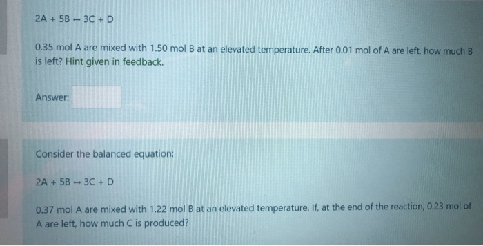 Solved Consider the balanced equation: 1A + 8B - 30 + 3D How | Chegg.com