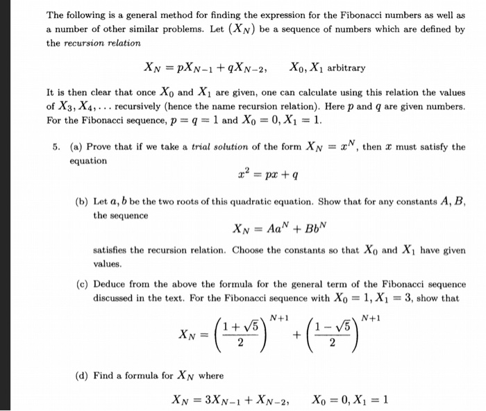Solved The following is a general method for finding the | Chegg.com