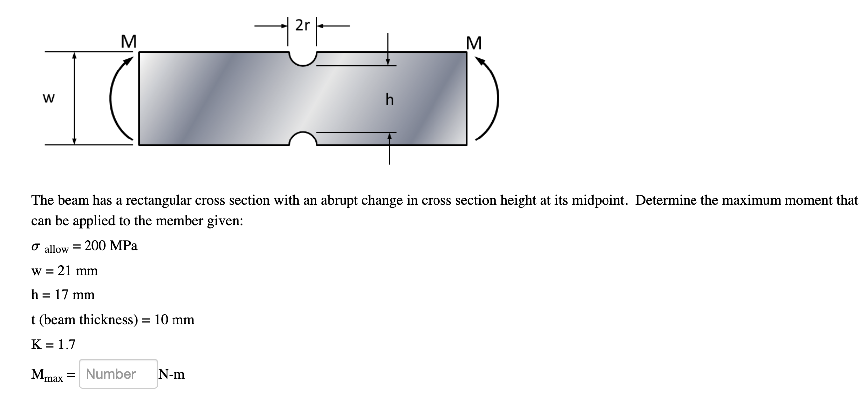 Solved The beam has a rectangular cross section with an | Chegg.com