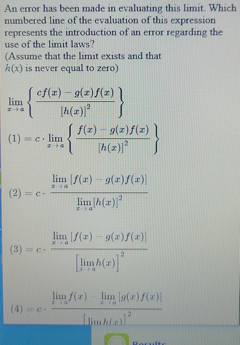 Solved An error has been made in evaluating this limit. | Chegg.com