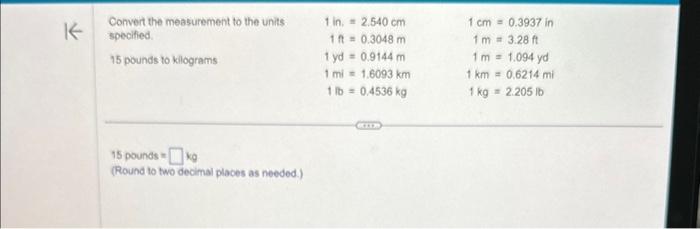 Solved Convert the measurement to the units specified. 15 Chegg