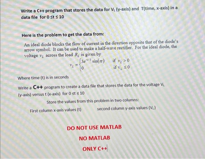 Solved Write a C++ program that stores the data for V₁ | Chegg.com