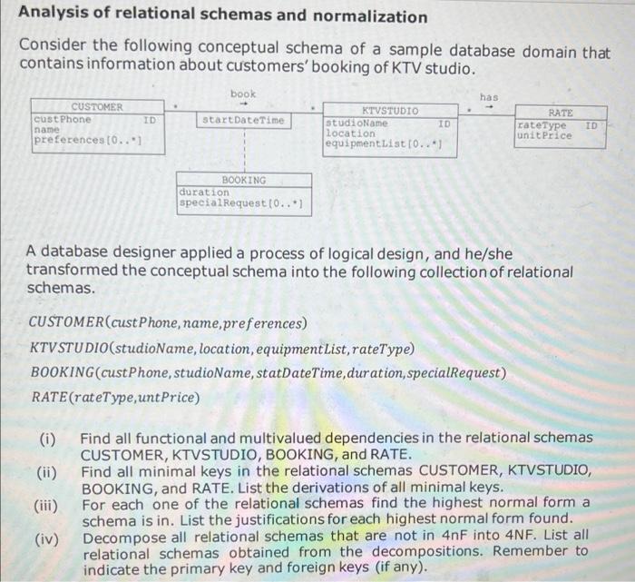 Solved Analysis Of Relational Schemas And Normalization | Chegg.com