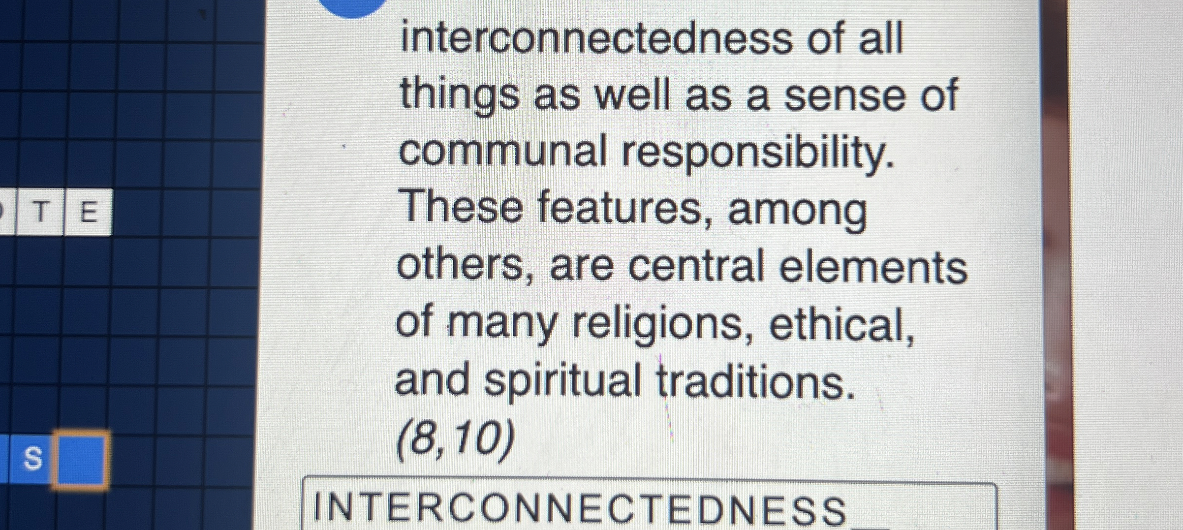 Solved interconnectedness of all things as well as a sense | Chegg.com
