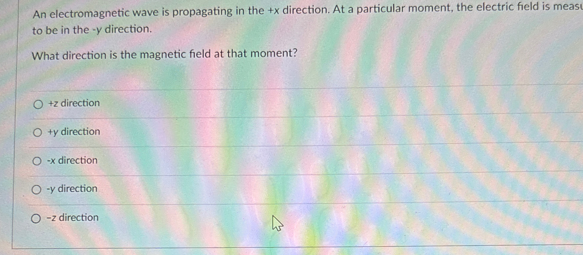 Solved An electromagnetic wave is propagating in the +x | Chegg.com