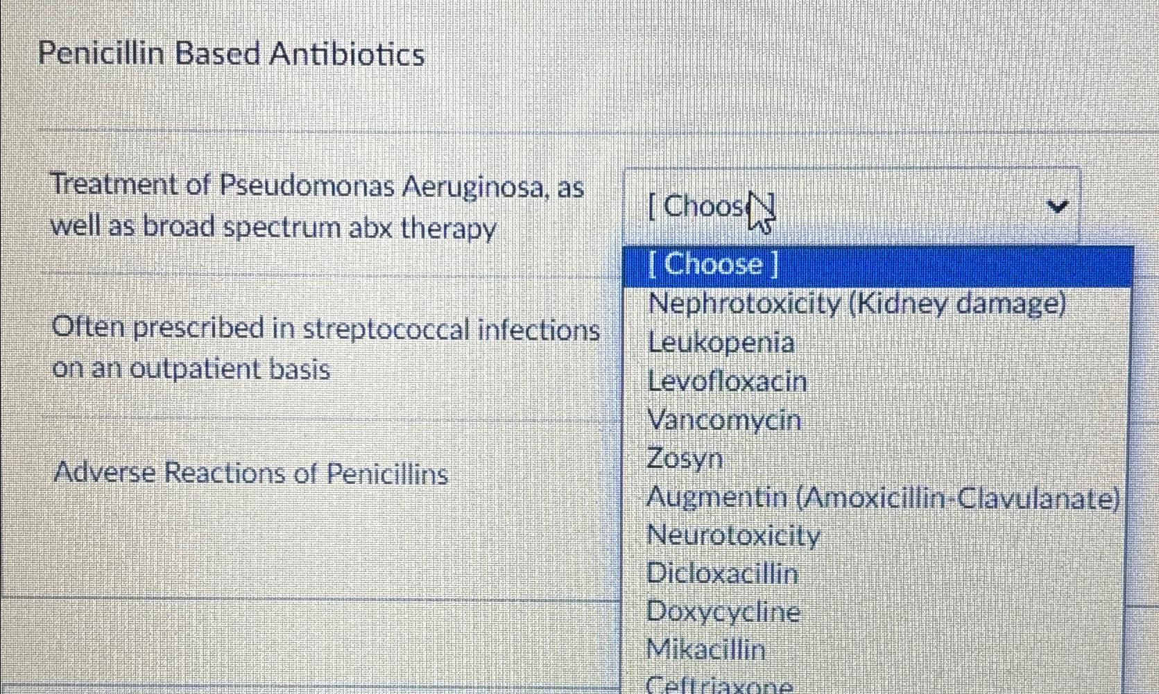 Solved Penicillin Based AntibioticsTreatment of Pseudomonas | Chegg.com