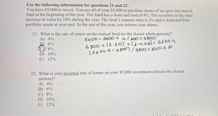 Solved Use the following information for questions 21 and | Chegg.com