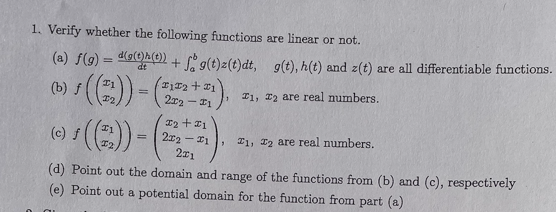 Solved Verify whether the following functions are linear or | Chegg.com