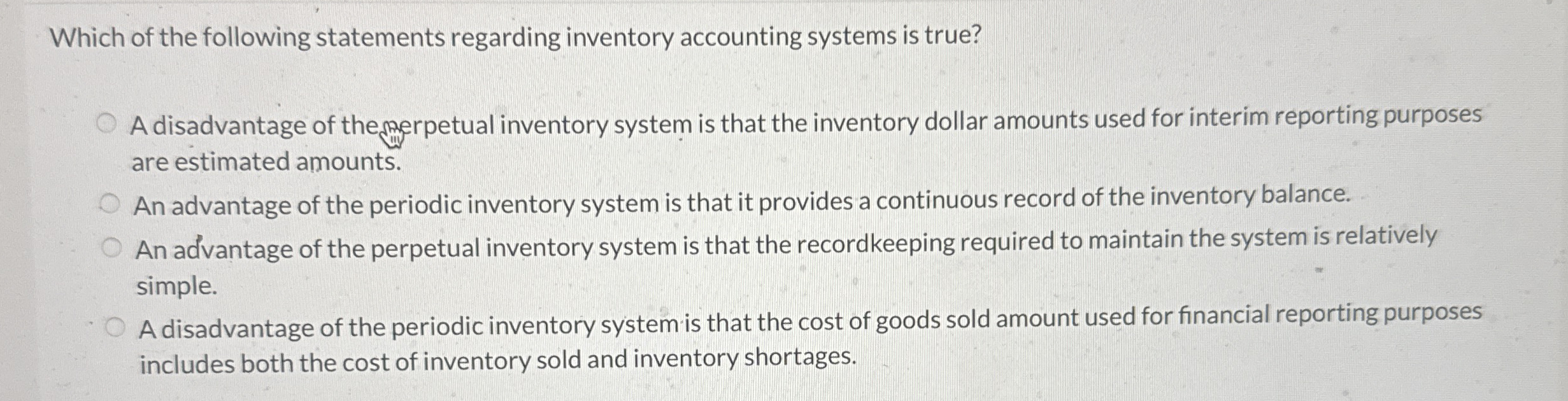 Solved Which of the following statements regarding inventory