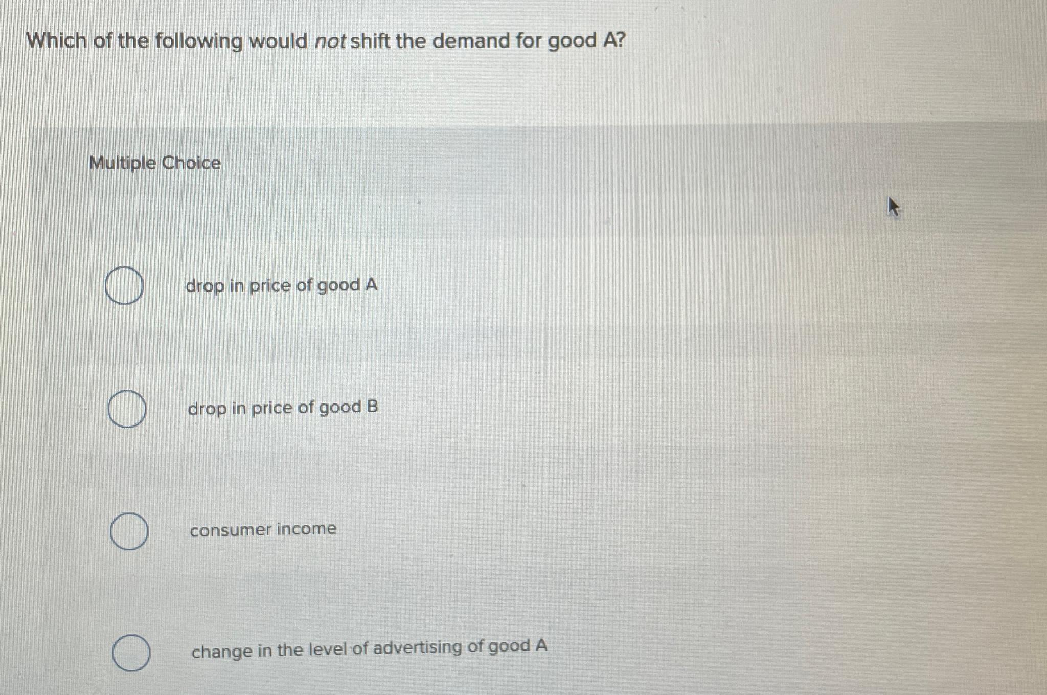 Solved Which of the following would not shift the demand for | Chegg.com