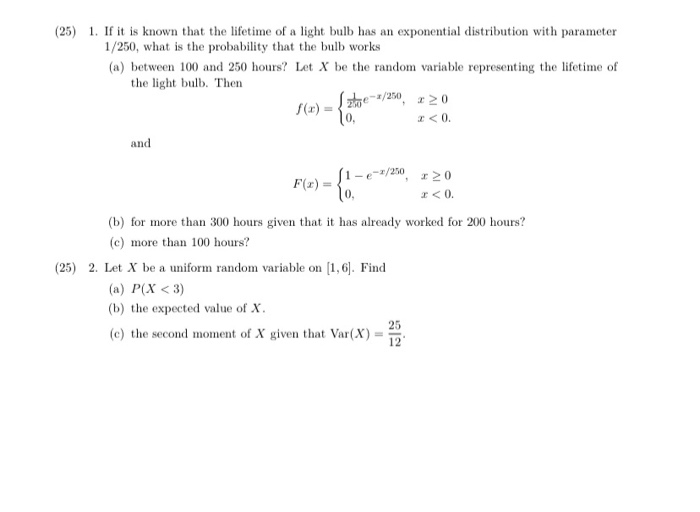 Solved (25) 1. If it is known that the lifetime of a light | Chegg.com