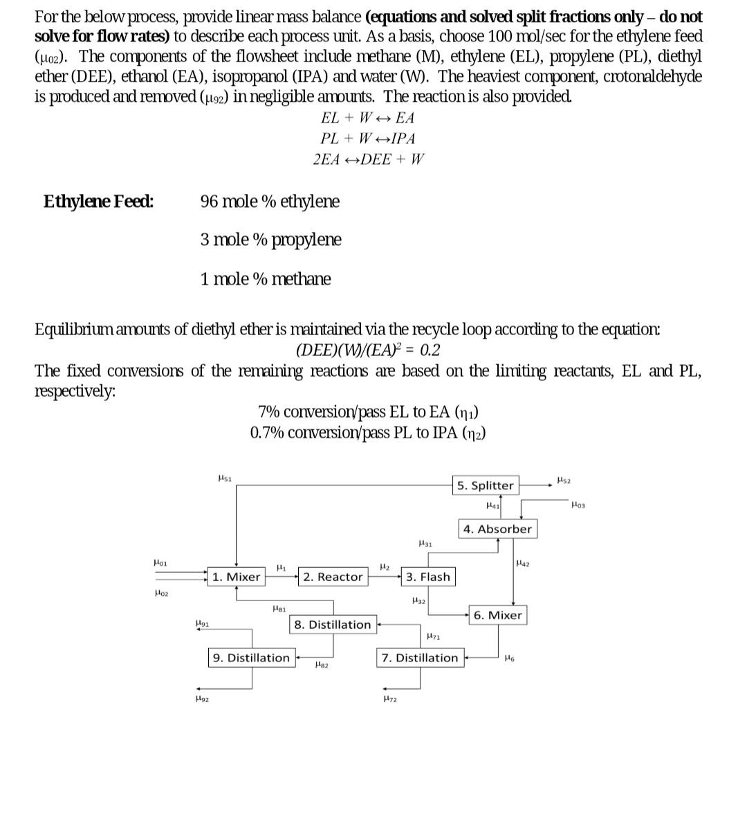 Solved For the below process, provide linear mass balance | Chegg.com