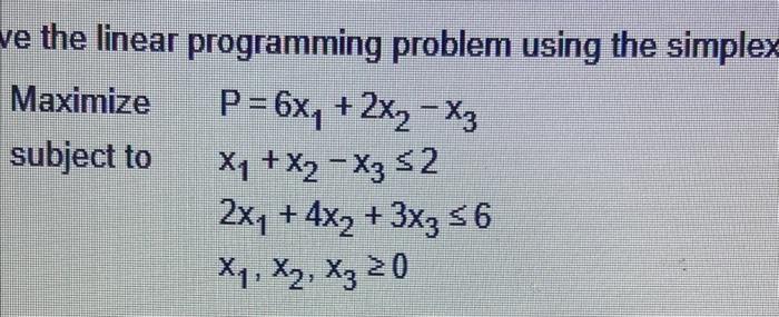 Solved ve the linear programming problem using the simplex | Chegg.com