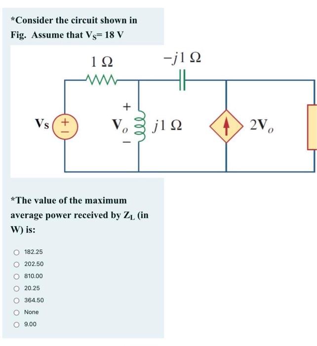 Solved *Consider The Circuit Shown In Fig. Assume That VS=18 | Chegg.com