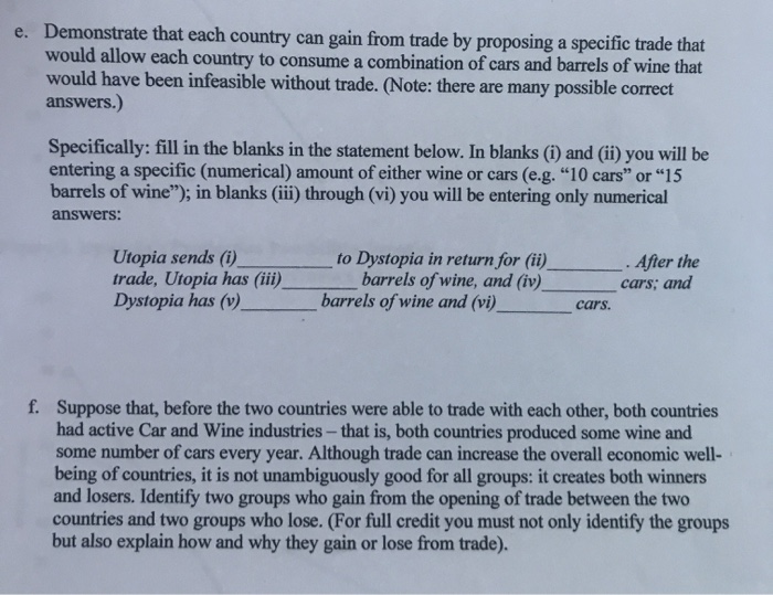 Solved The countries of Utopia and Dystopia can each produce