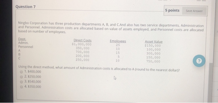 Solved Question 7 5 points Save Answer Ningbo Corporation | Chegg.com