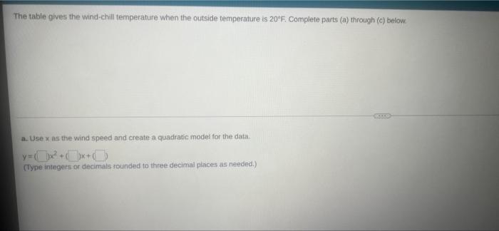 Solved The tate ges the wind-cl temperature when the outside | Chegg.com