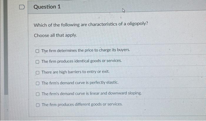 Solved Which of the following are characteristics of a | Chegg.com