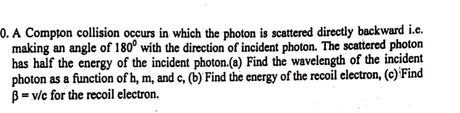 Solved A Compton collision occurs in which the photon is | Chegg.com