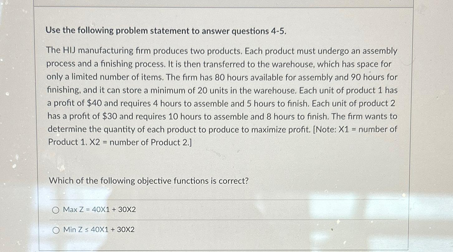 Solved Use the following problem statement to answer | Chegg.com