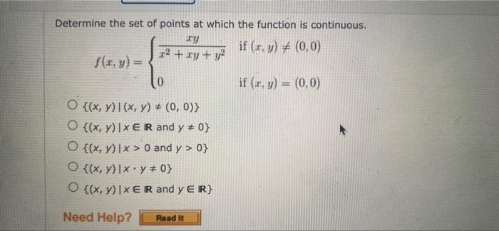 Solved Determine the set of points at which the function is | Chegg.com