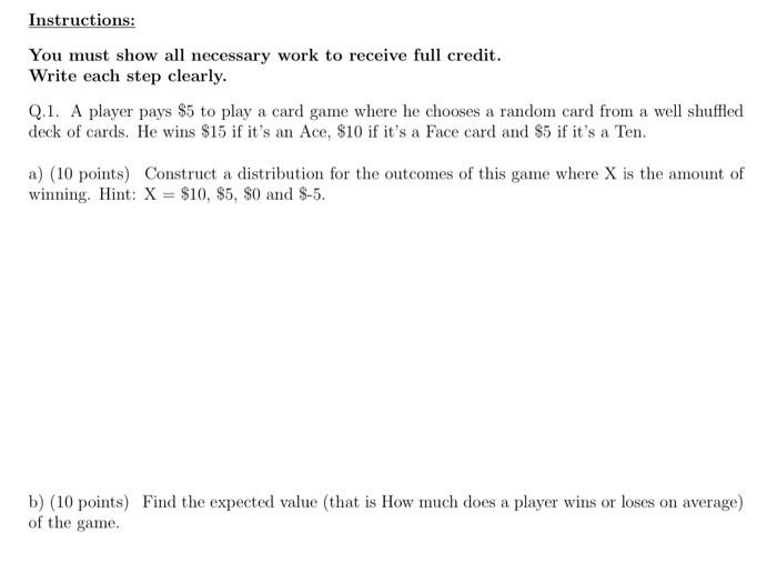 Solved Instructions: You must show all necessary work to | Chegg.com