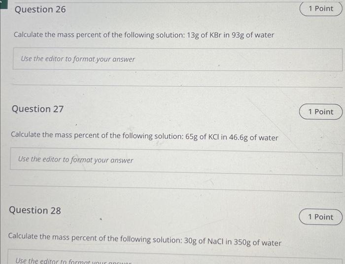 Calculate the mass percent of the following solution: | Chegg.com