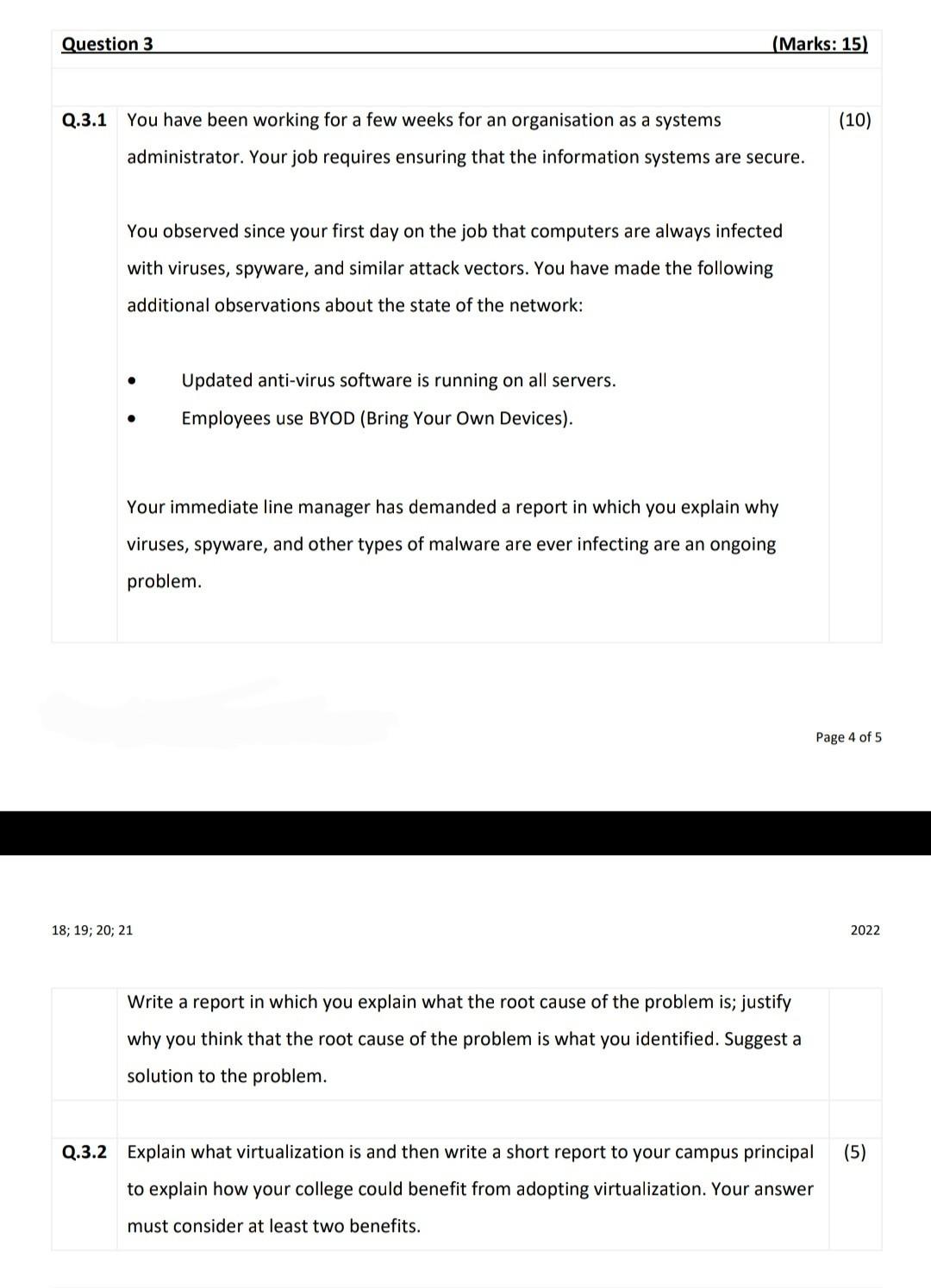 Solved Q.3.1 You have been working for a few weeks for an | Chegg.com