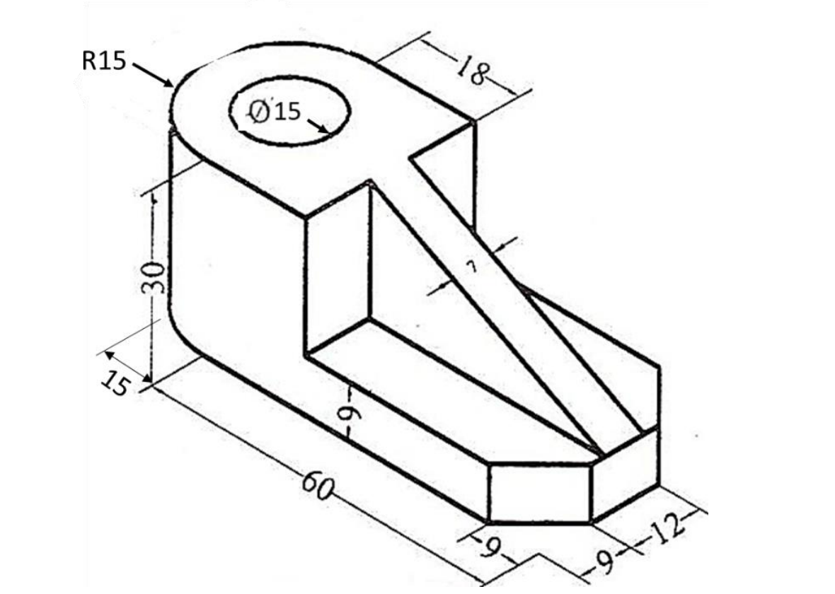 Solved Draw the top, front, and side views. Add all relevant | Chegg.com
