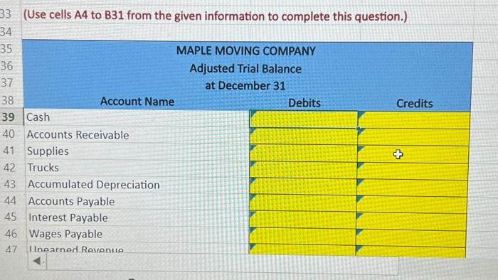 Solved Maple Moving Company has provided you their | Chegg.com