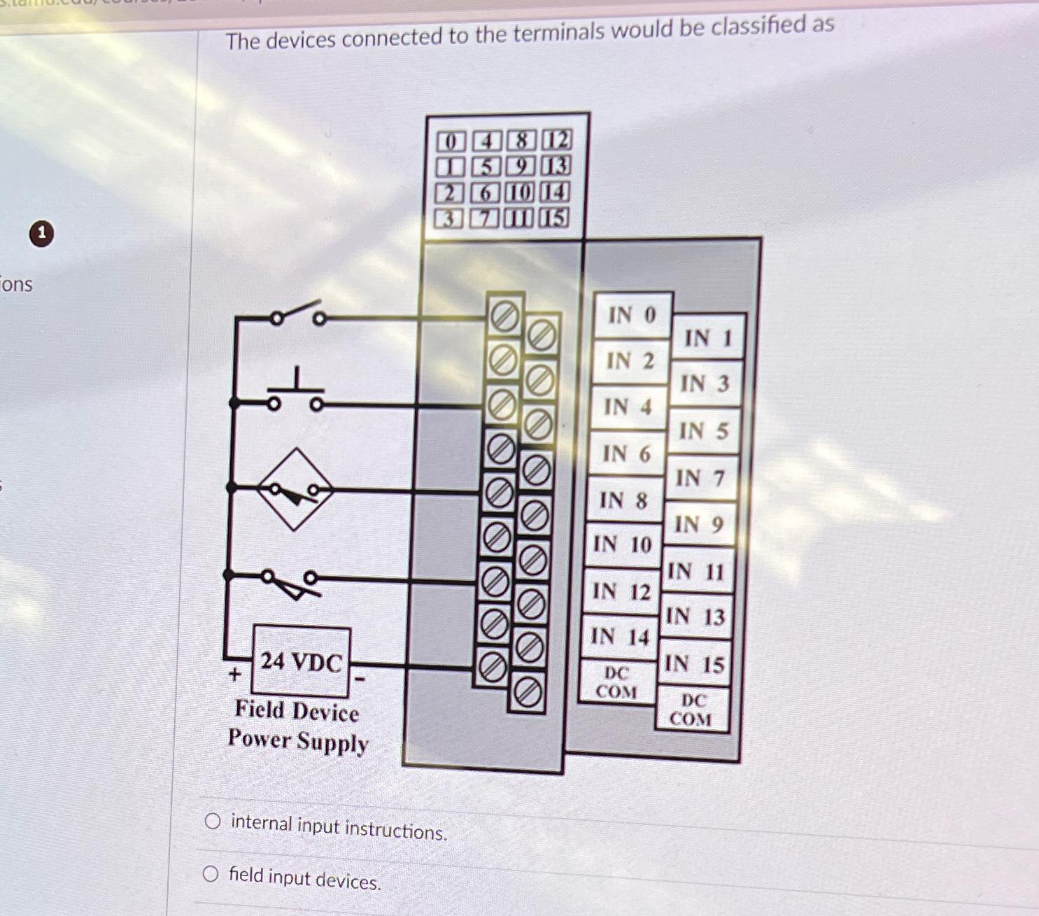 Solved The devices connected to the terminals would be | Chegg.com