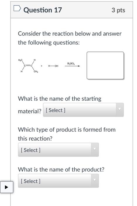Solved Question 16 3 pts Consider the reaction below and | Chegg.com