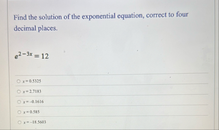 Solved Find the solution of the exponential equation, | Chegg.com