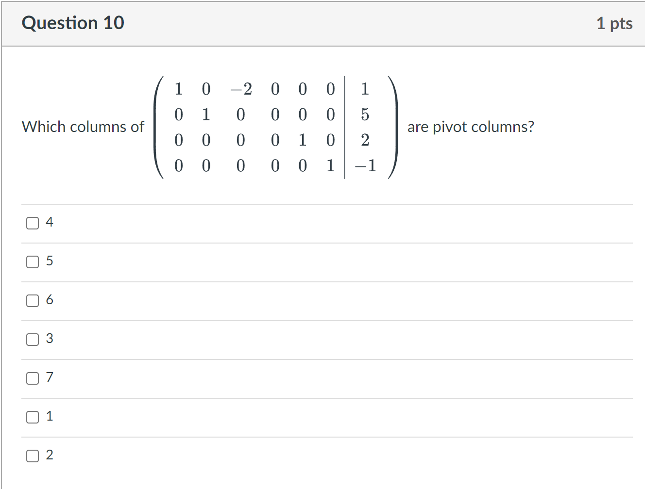 Solved Question 10Which columns of | Chegg.com