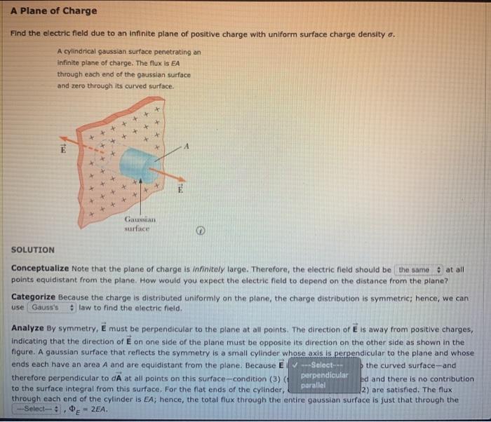 Solved A Plane of Charge Find the electric field due to an
