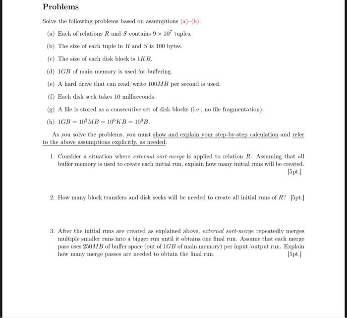 Solved Problems Solve the following problems based on | Chegg.com